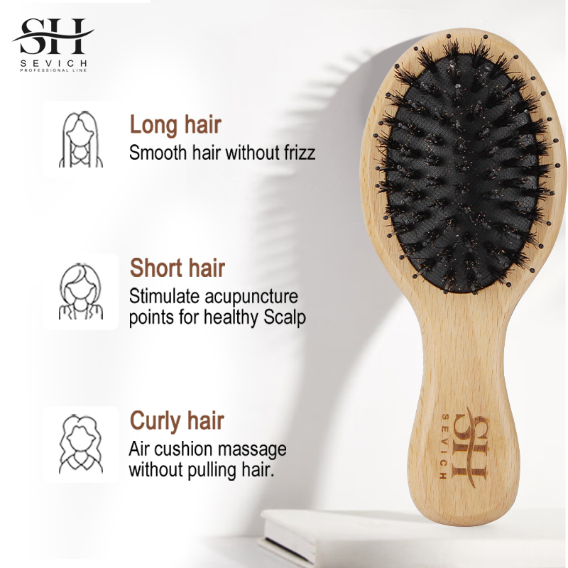 Natural Boar Bristle Hair Fluf - Hair Care Salon 评论和价格